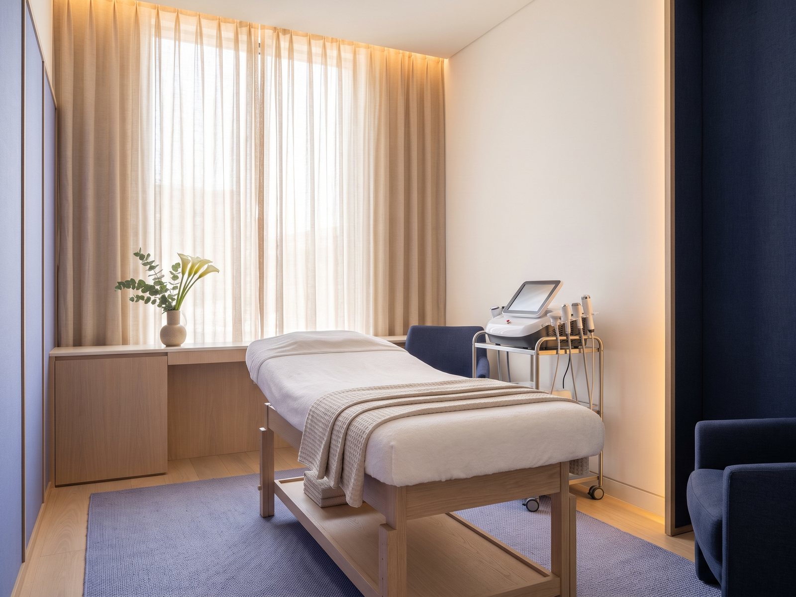 A treatment room at The Skin Lab in Al Bateen, Abu Dhabi